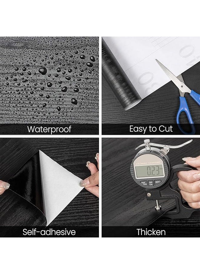 Zeemey Peel and Stick Wallpaper Black Wood Contact Paper Decorative Self-Adhesive Film for Surfaces Easy to Clean Thickening Upgrade Increase Stomata and Reduces Bubble Generation(0.44m*10m) - Image 4